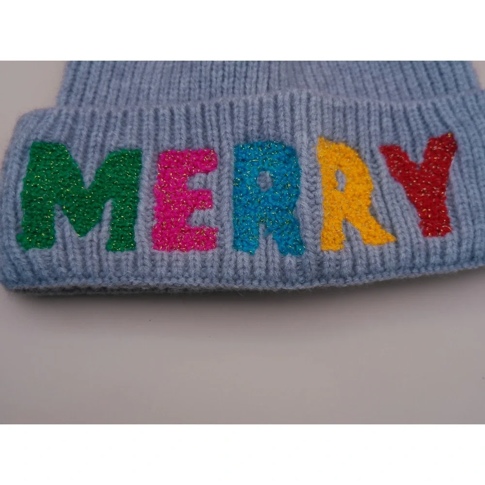 Shiraleah Chicago Kids Merry Beanie Grey Multicolor Pom Winter Hat NWT OSFM